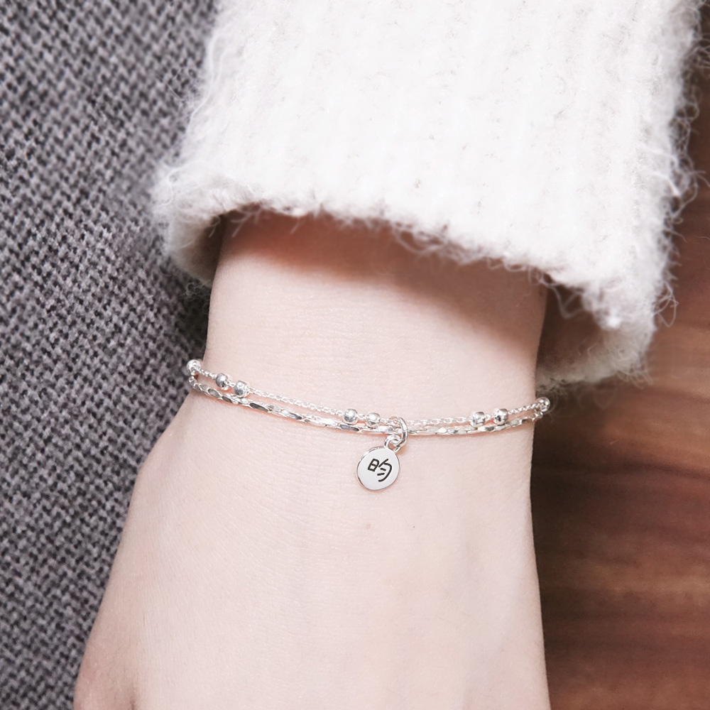 【網路限定】繁星手鍊 蛇鍊設計 刻字銀墜款 925純銀 女生手鍊