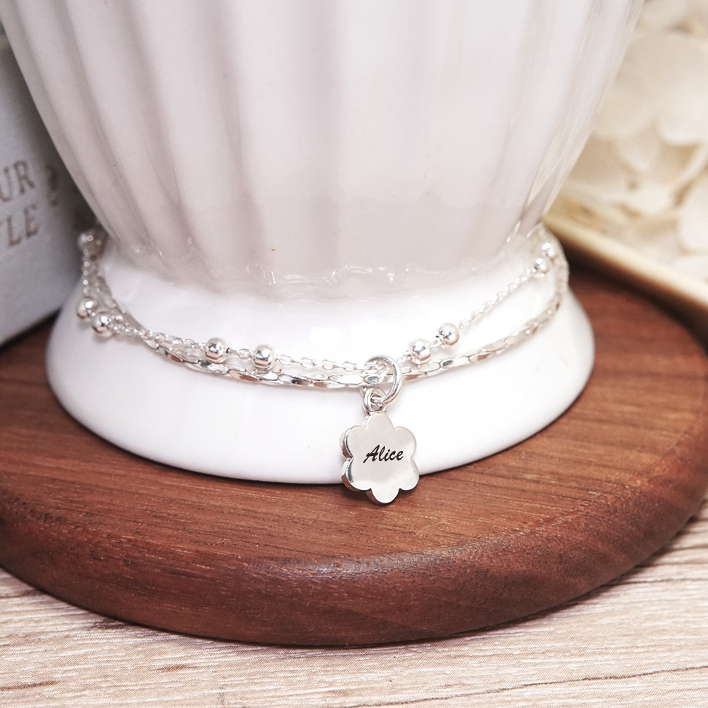 【網路限定】繁星手鍊 蛇鍊設計 刻字銀墜款 925純銀 女生手鍊