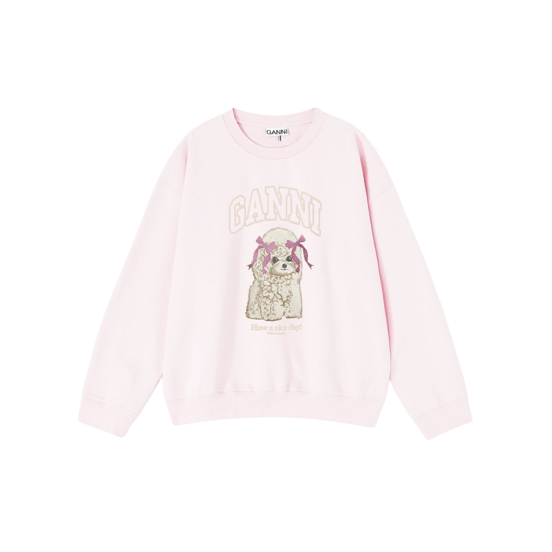 1FF0101-374 [GANNI] Poodle Sweatshirt Chalk Pink (SS26) #A1060026 (C-EU-E)