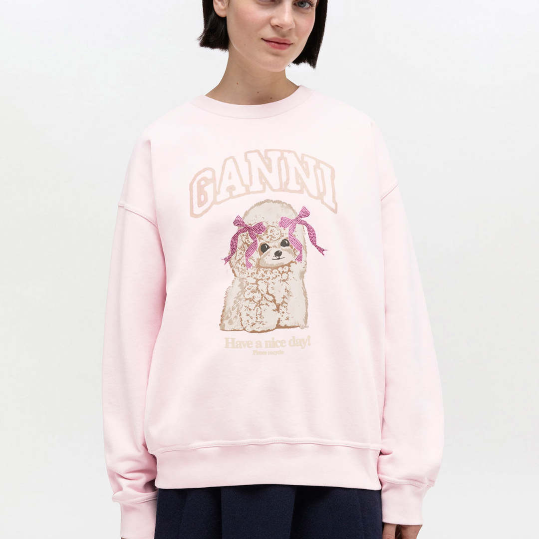 1FF0101-374 [GANNI] Poodle Sweatshirt Chalk Pink (SS26) #A1060026 (C-EU-E)