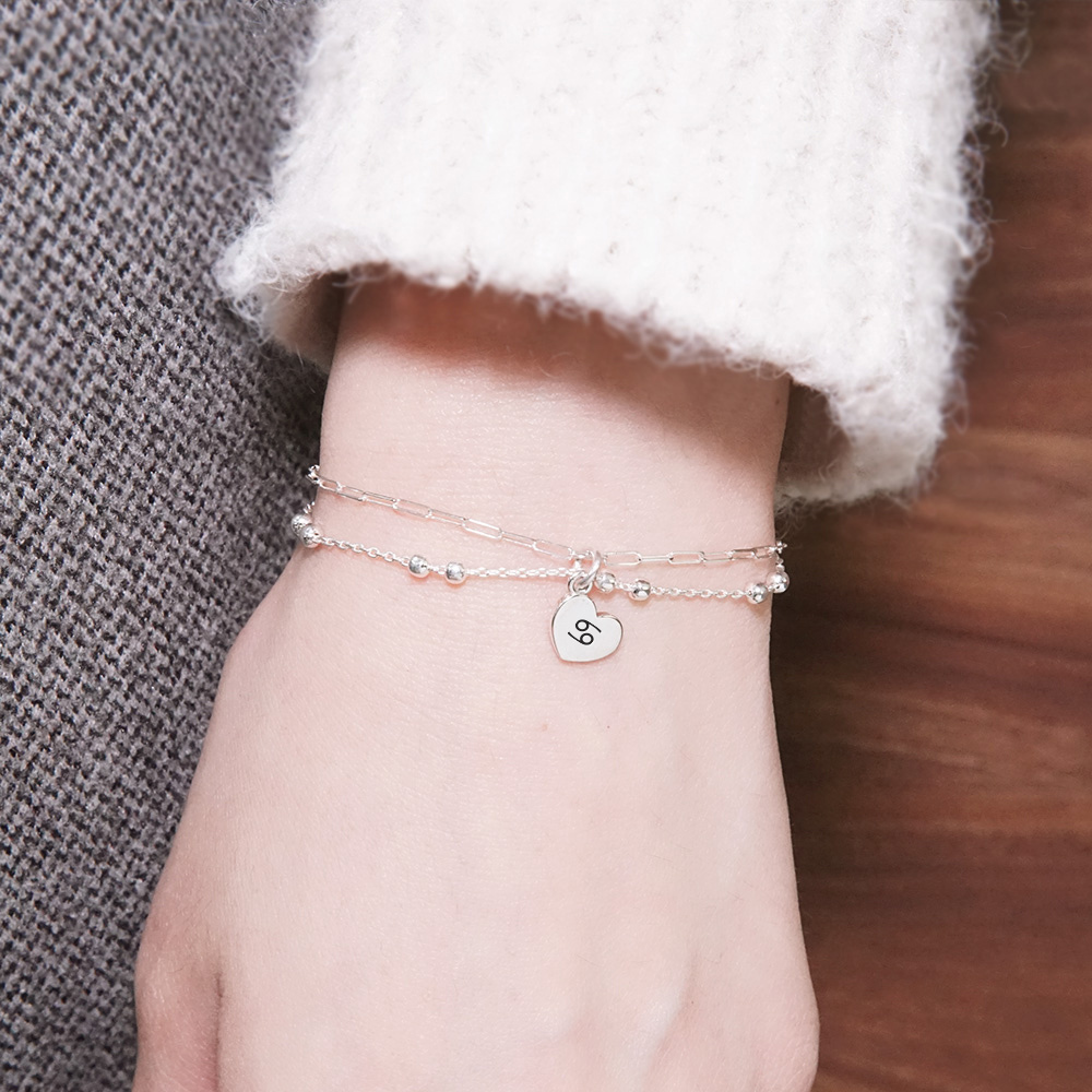 【網路限定】繁星手鍊 長方圈設計 刻字銀墜款 925純銀 女生手鍊
