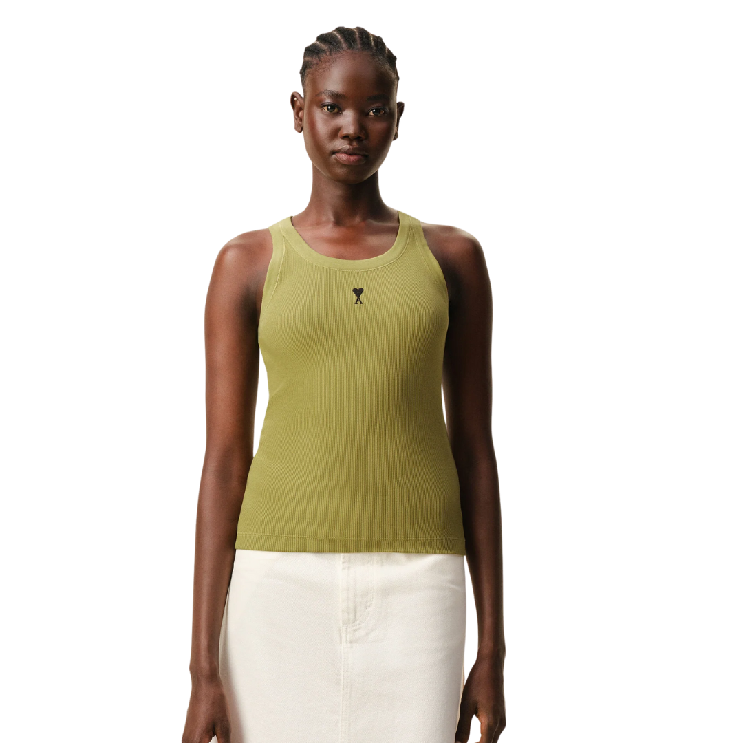 1FF0101-209 [AMI PARIS] Cotton Ami De Coeur Tanktop Green (SS26) #FTP811.JE0117.A035 (C-EU-E)