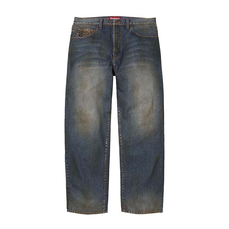 Supreme Leopard Faux Fur Loose Fit Jean 牛仔褲 豹紋 藍色 FW25P89-WG [台灣現貨]