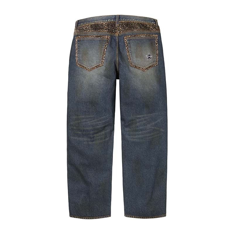 Supreme Leopard Faux Fur Loose Fit Jean 牛仔褲 豹紋 藍色 FW25P89-WG [台灣現貨]