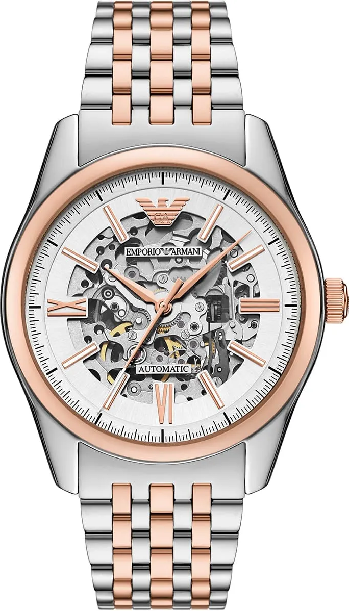 萬年鐘錶 - Emporio Armani  透視鏤空機械不鏽鋼男錶 AR60092 錶徑43MM