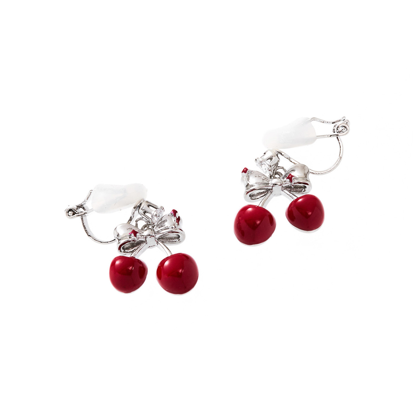 平價飾品,櫻桃,鋯石,夾式耳環