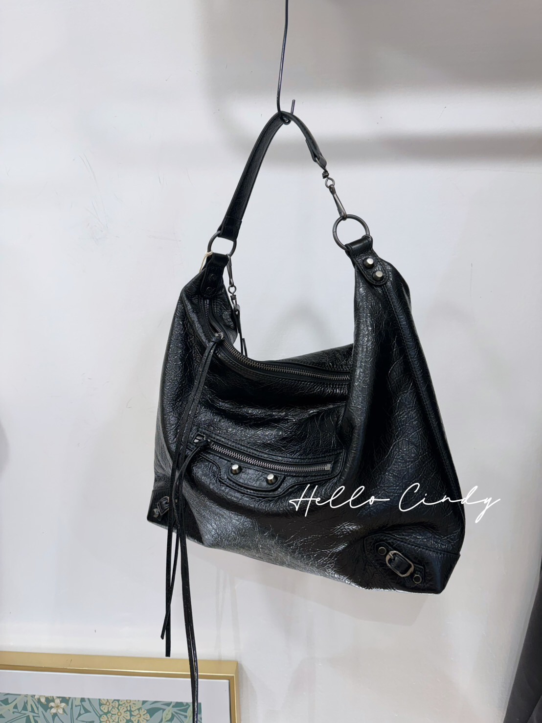 B01149 巴黎街頭風小牛皮Hobo機車包