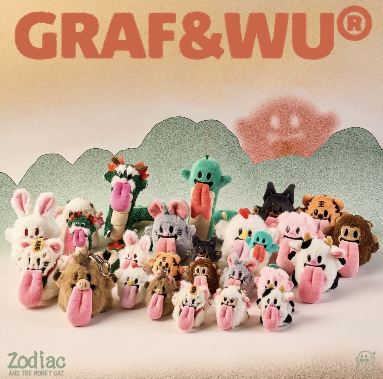 代購-GRAF  搞怪動物吐舌頭 毛絨掛件 12cm 985959400485