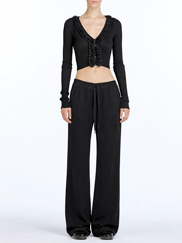 Nº21 拉繩寬長褲 (黑)