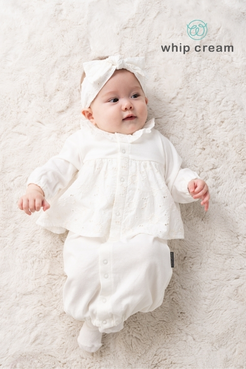 【日本 whip cream】刺繡蕾絲2WAY嬰兒連身包屁衣