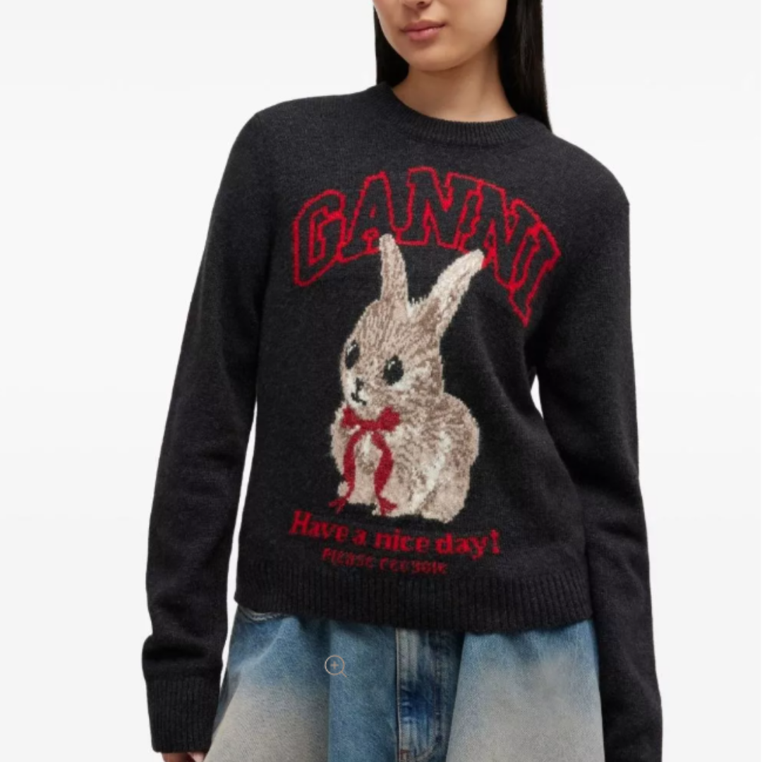 1FF0101-380 [GANNI] Graphic Wool Jumper Phantom (SS26) #A1070047 (C-EU-E)