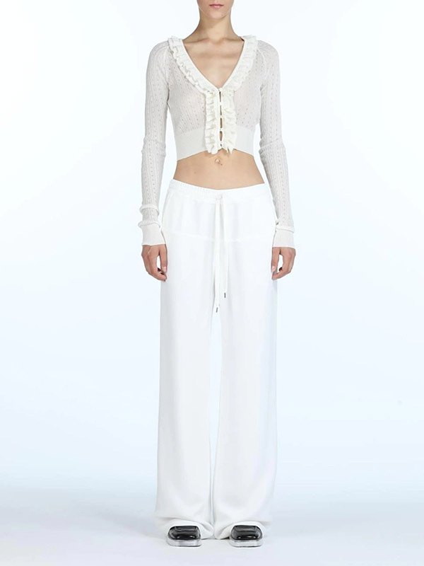 Nº21 拉繩寬長褲 (白)