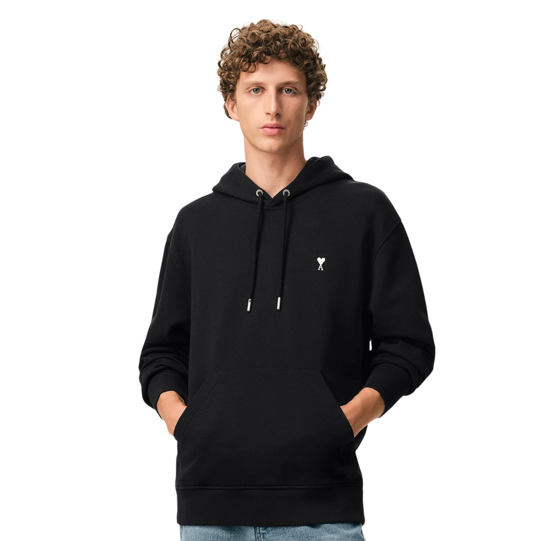 1FF0101-213 [AMI PARIS] Cotton Ami De Coeur Hoodie Black (SS26) #HSW764.730.045 (C-EU-E)