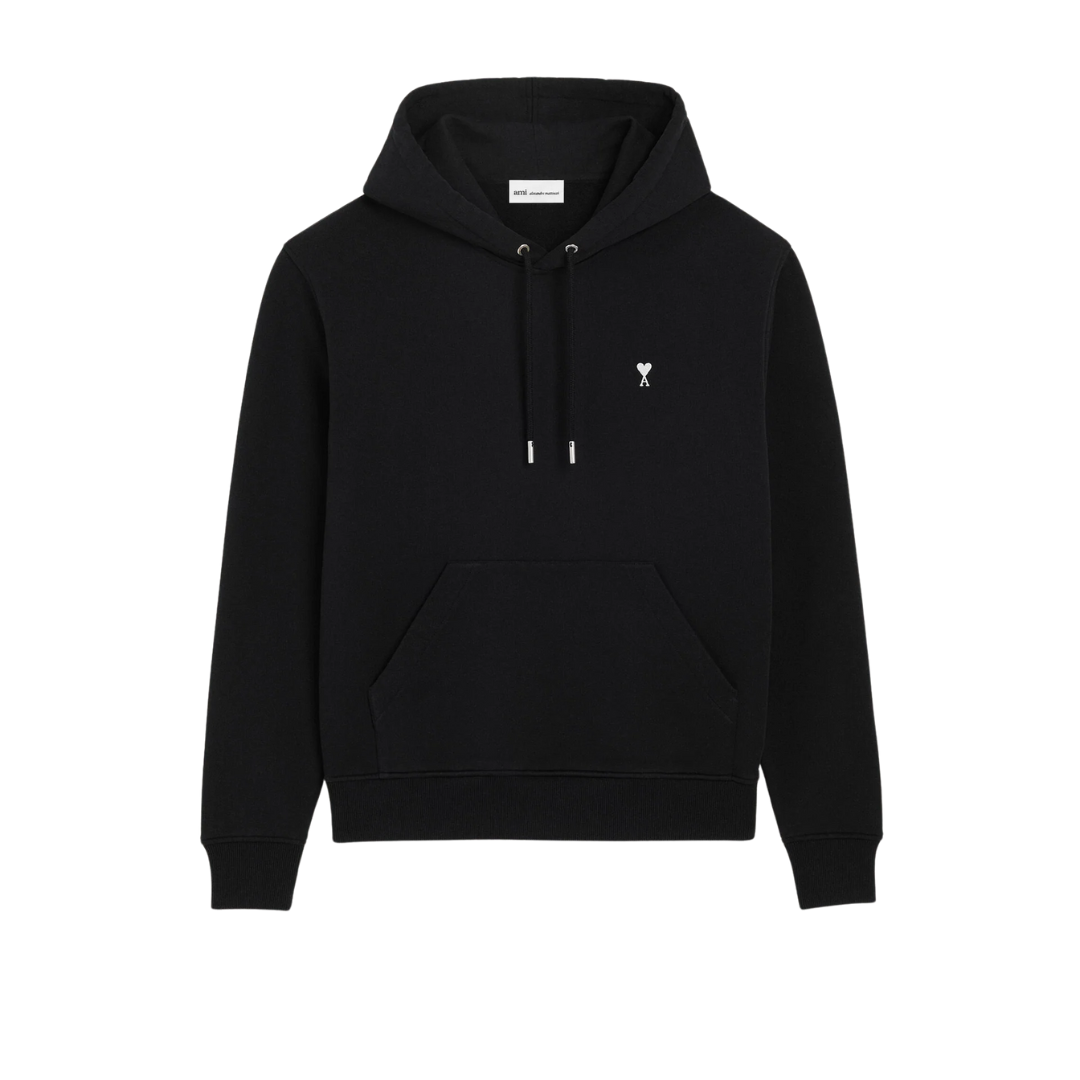1FF0101-213 [AMI PARIS] Cotton Ami De Coeur Hoodie Black (SS26) #HSW764.730.045 (C-EU-E)