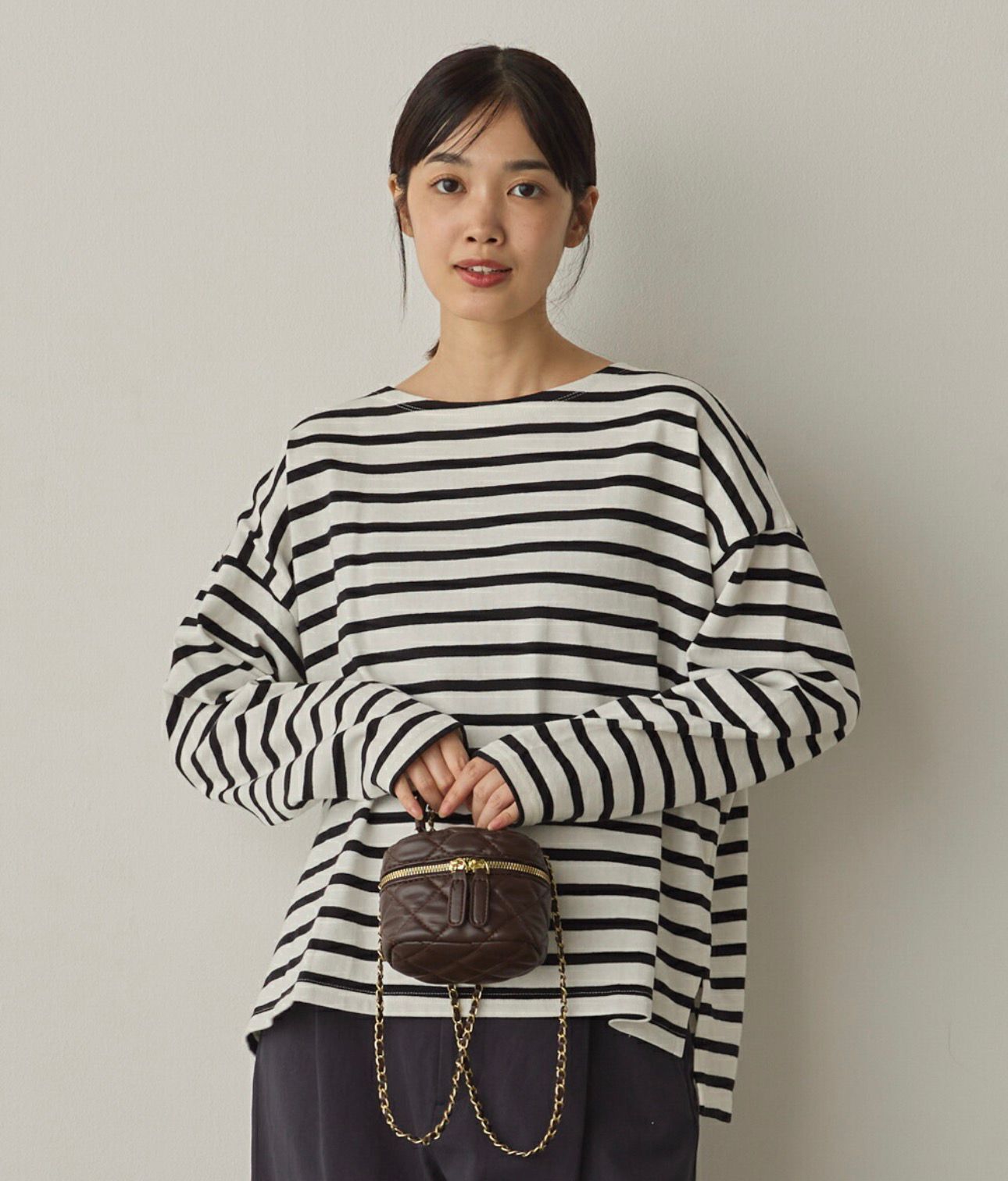 【預購】JN012801 條紋圖領長袖上衣