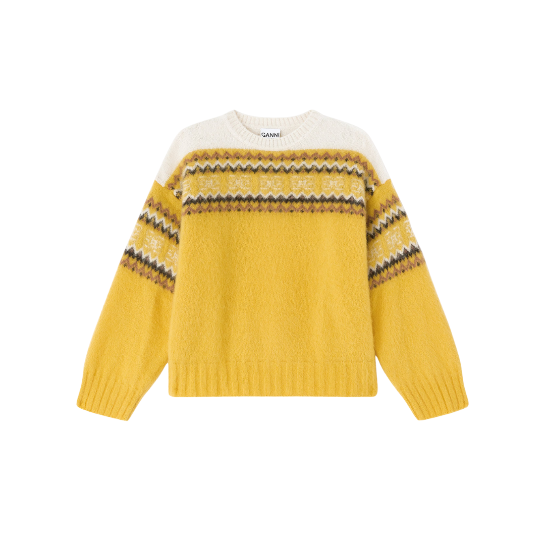 1FF0101-384 [GANNI] Intarsia Jumper Blazing Yellow (SS26) #A1070077 (C-EU-E)