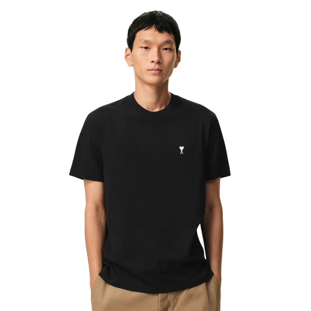 1FF0101-214 [AMI PARIS] Cotton Ami De Coeur T-shirt Black (SS26) #HTS346.724.045 (C-EU-E)