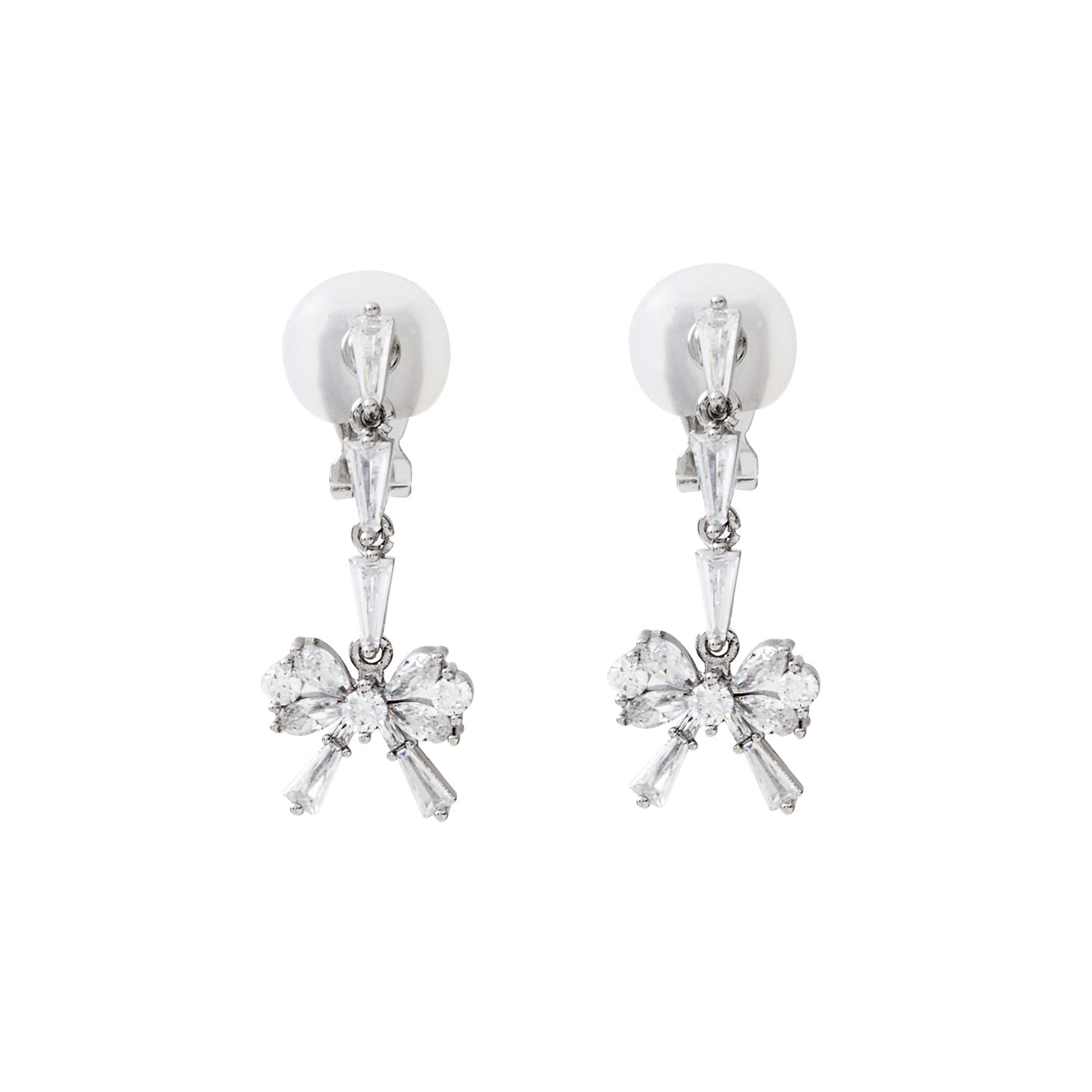 平價飾品,鋯石,蝴蝶結,夾式耳環