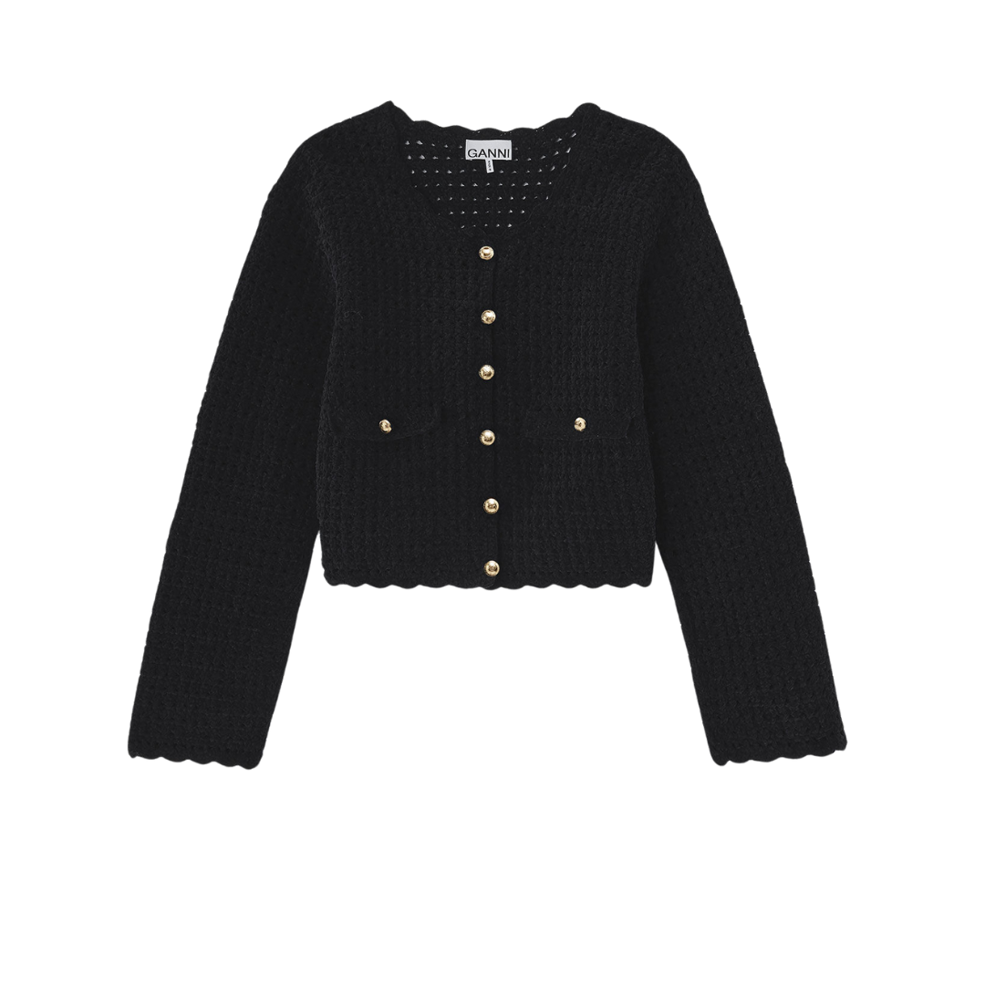 1FF0101-389 [GANNI] Crochet Cardigan Black (SS26) #A1070113 (C-EU-E)