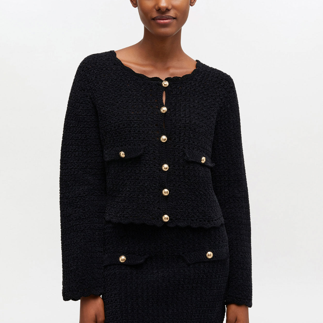 1FF0101-389 [GANNI] Crochet Cardigan Black (SS26) #A1070113 (C-EU-E)