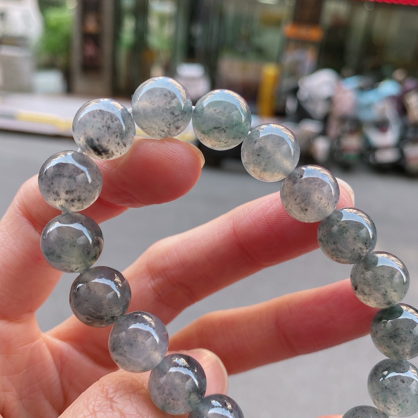 122416 翡翠冰烏雞手串(11.2mm直徑)