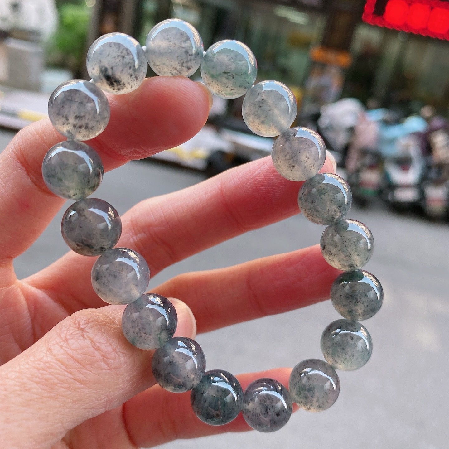 翡翠冰烏雞手串 (11.2mm直徑),天然翡翠A玉, 緬甸玉, Jade, Jadeite