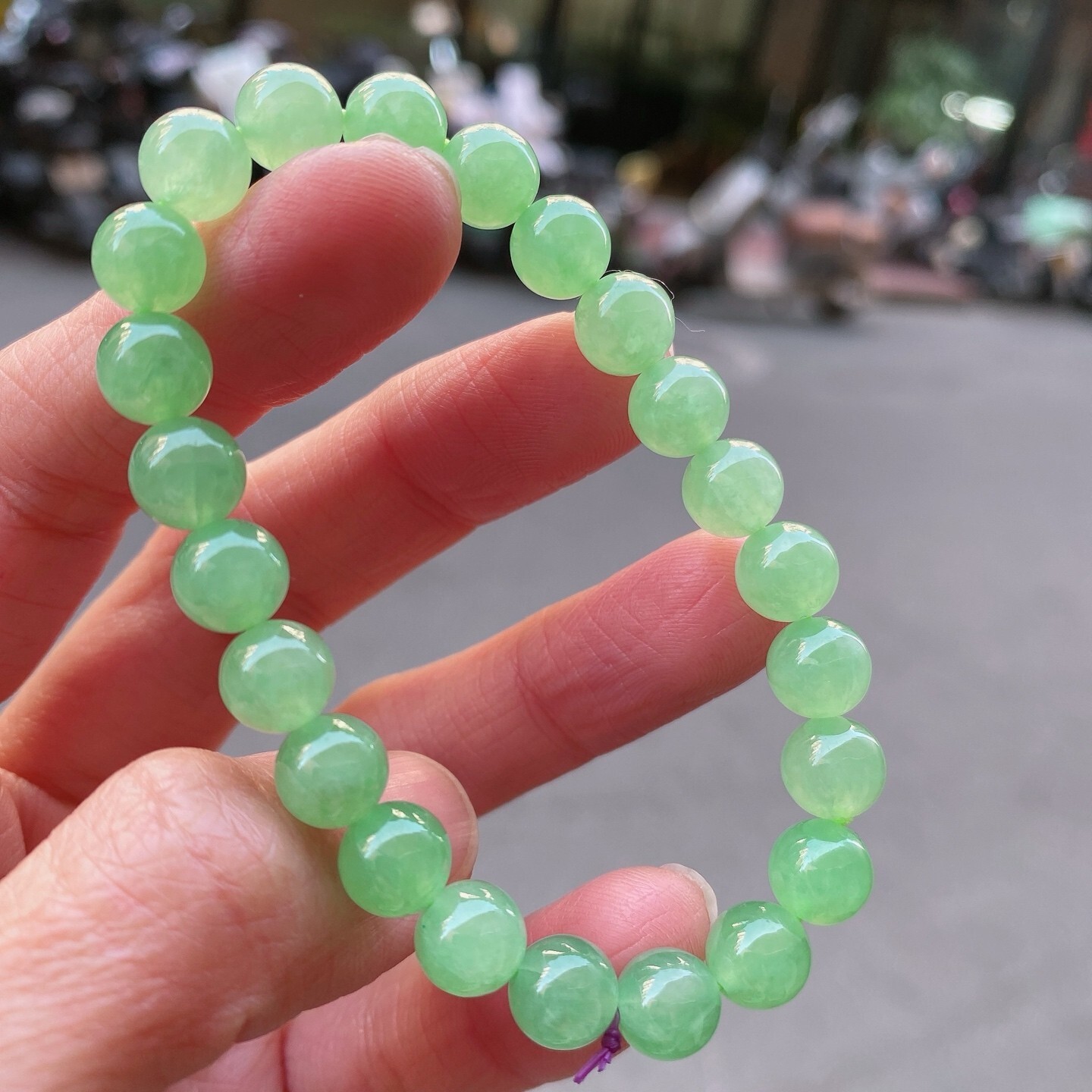 122418 翡翠冰晴綠手串 (8mm直徑)