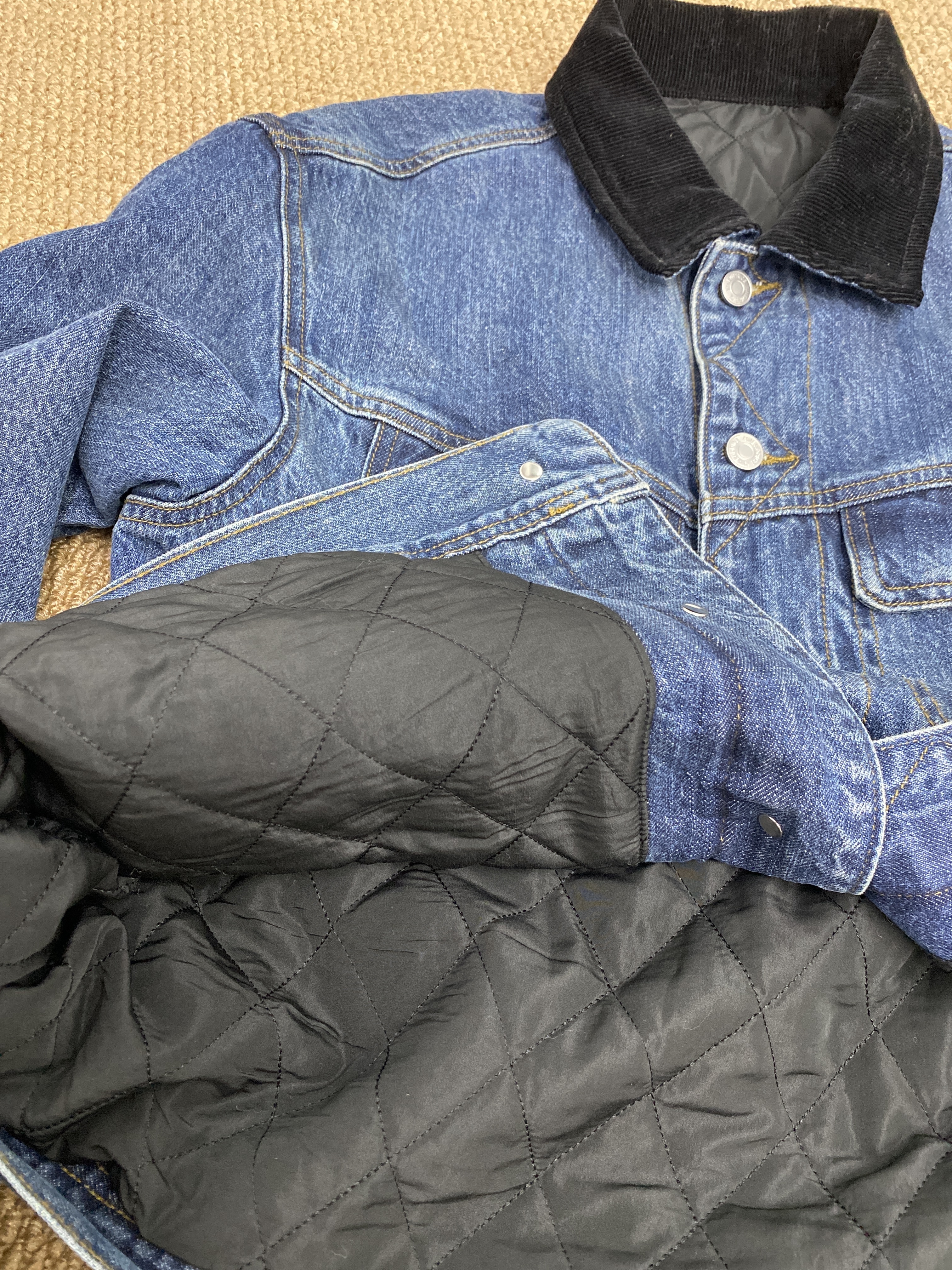 W00135燈芯絨翻領夾棉牛仔外套