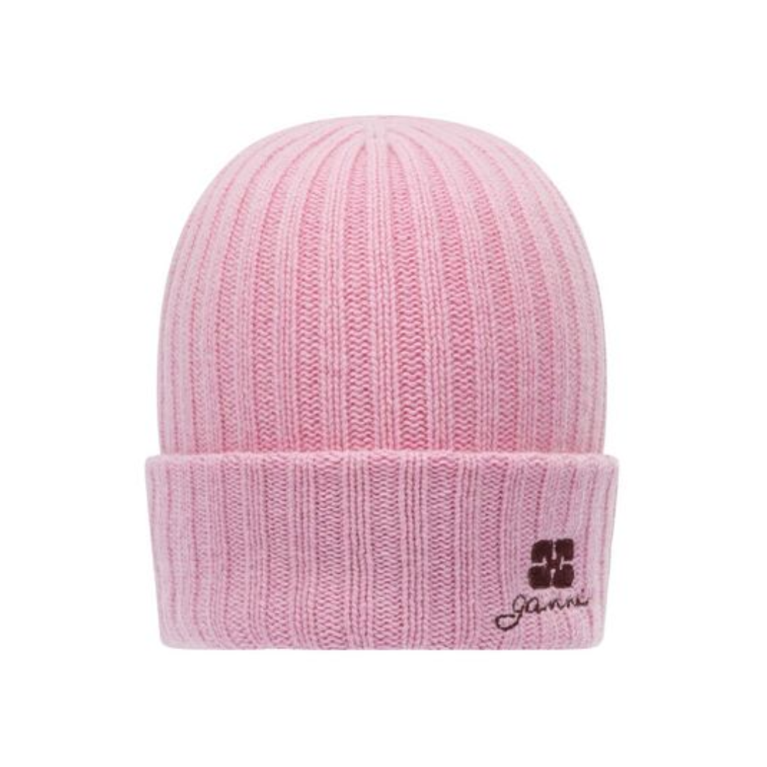 1FF0101-396 [GANNI] Wool Blend Beanie Pink (SS26) #B3020103 (P-EU-E)