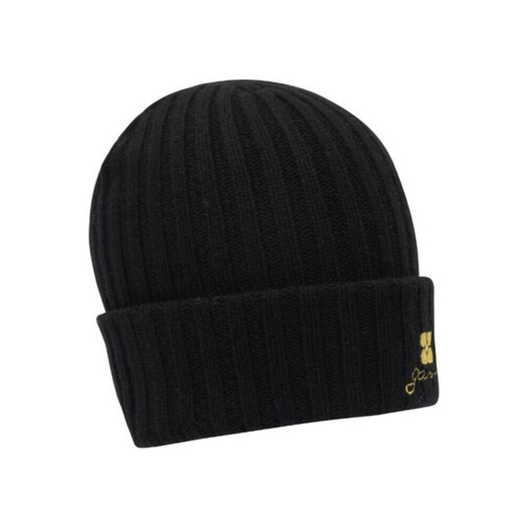 1FF0101-397 [GANNI] Wool Blend Beanie Black (SS26) #B3020103 (P-EU-E)