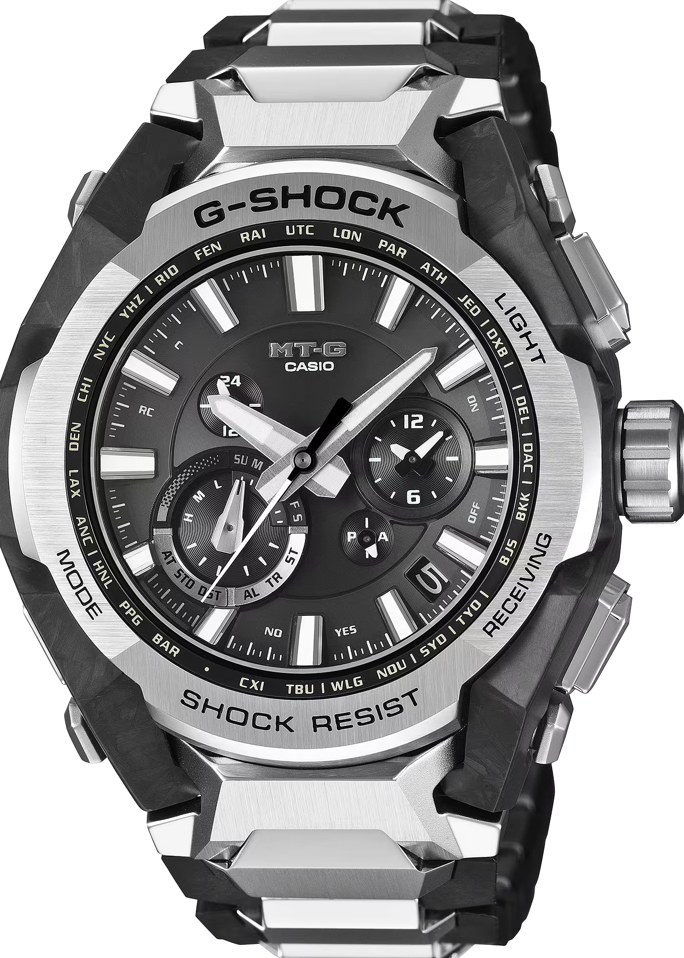 萬年鐘錶 - G-SHOCK  MT-G系列  碳纖維雙核心太陽能藍芽電波耐震男錶 MTG-B4000D-1A 錶徑 : 45.3mm