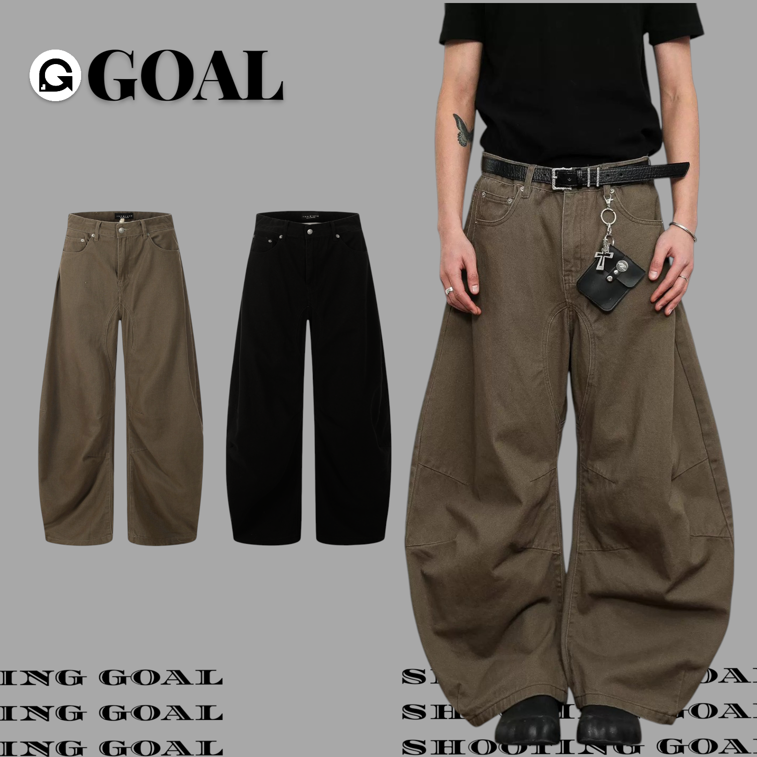 (GOAL) 復古素面解構彎刀褲 CK3366