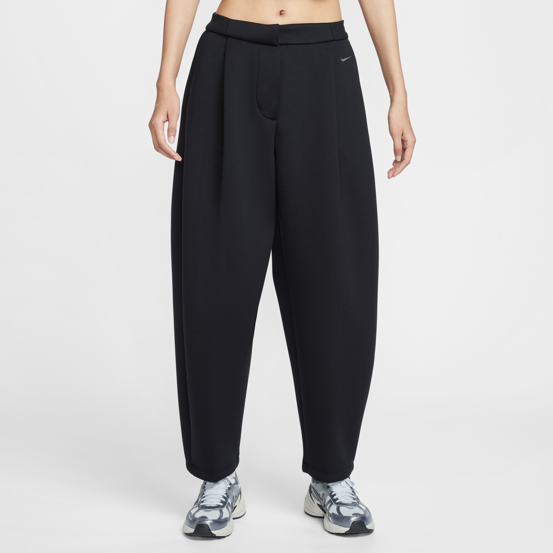 女款 NIKE NSW MODERN PANTS 黑色 刺繡LOGO 中腰 寬褲 繭型褲 長褲【HV1965-010】NKTF