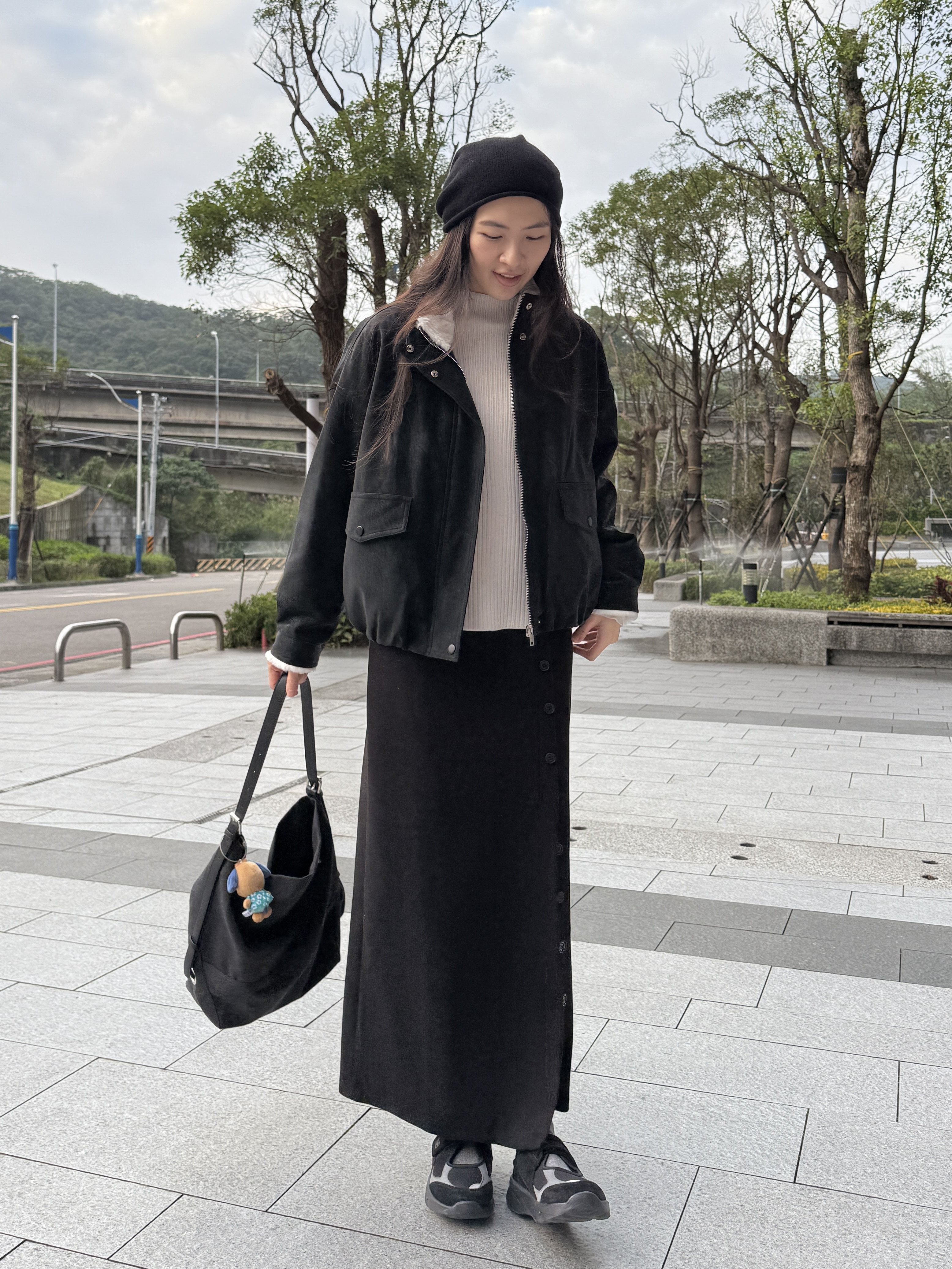 顯瘦毛呢排扣半裙*3色