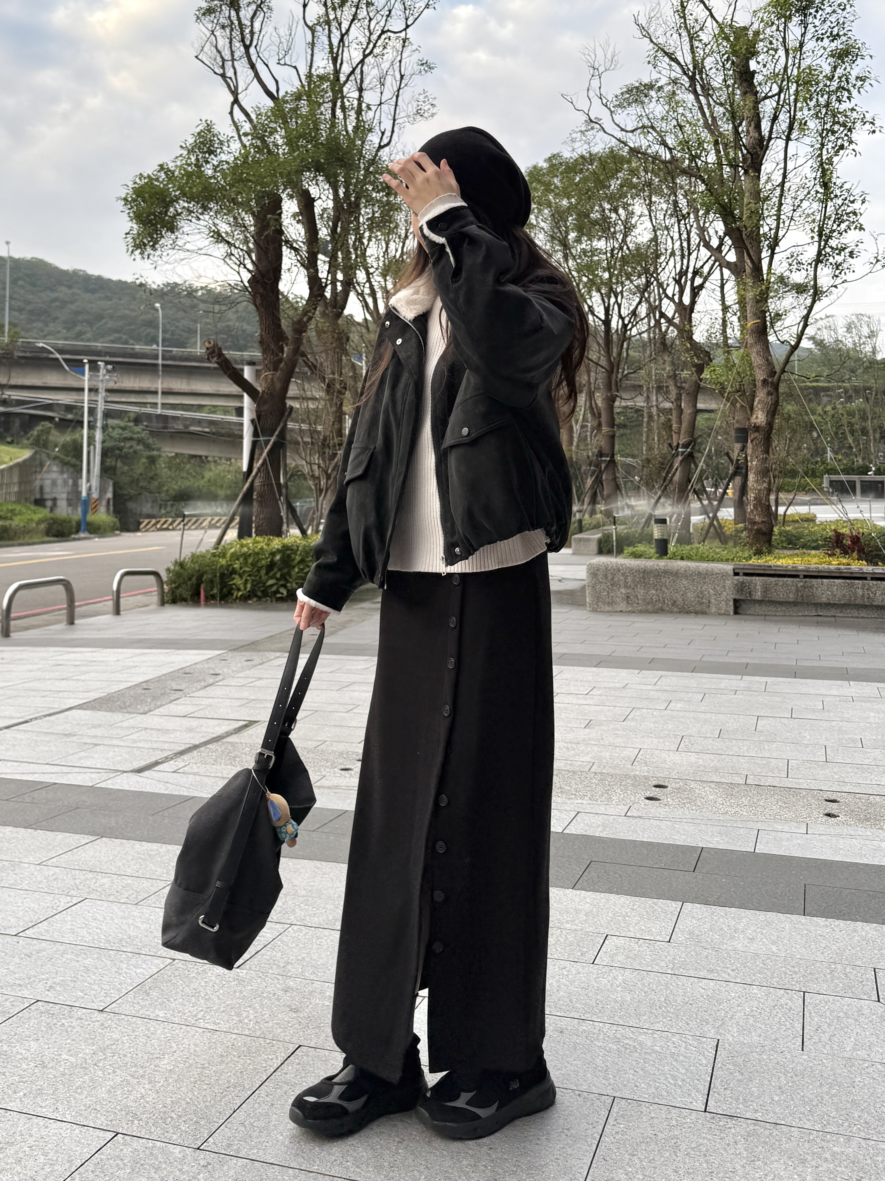 顯瘦毛呢排扣半裙*3色