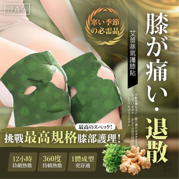 WSBB7572  台灣淨森堂艾草薑黃蒸氣護膝貼 (1盒6入)（現貨）