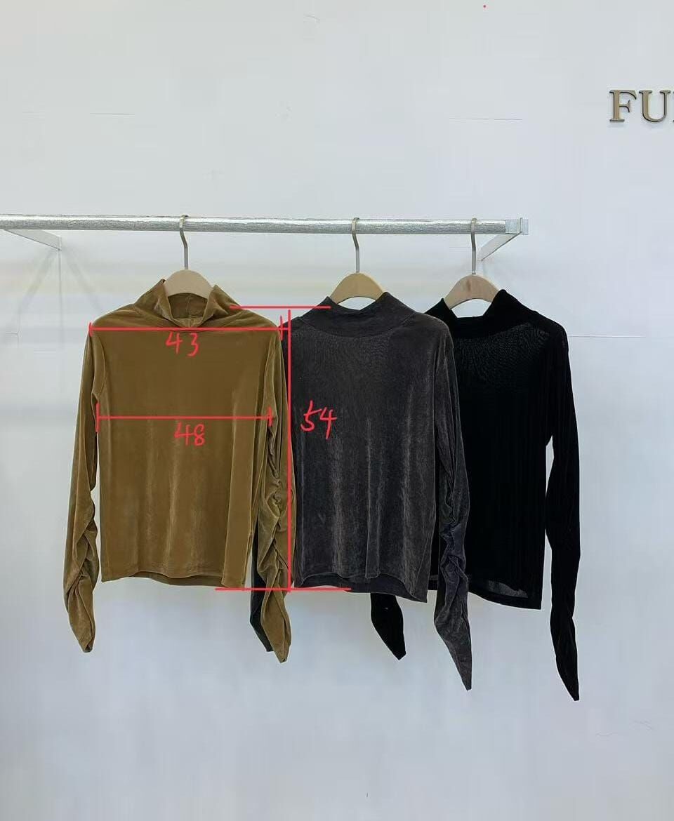 FP5414 絲絨抓皺袖打底衣 *特價* (優惠碼同充值購物金不適用)