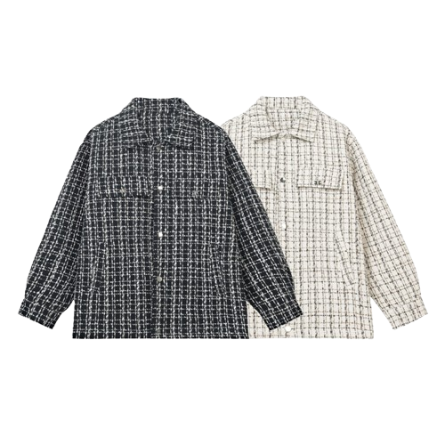 美式小香風重磅千鳥紋襯衫外套 HJ24924