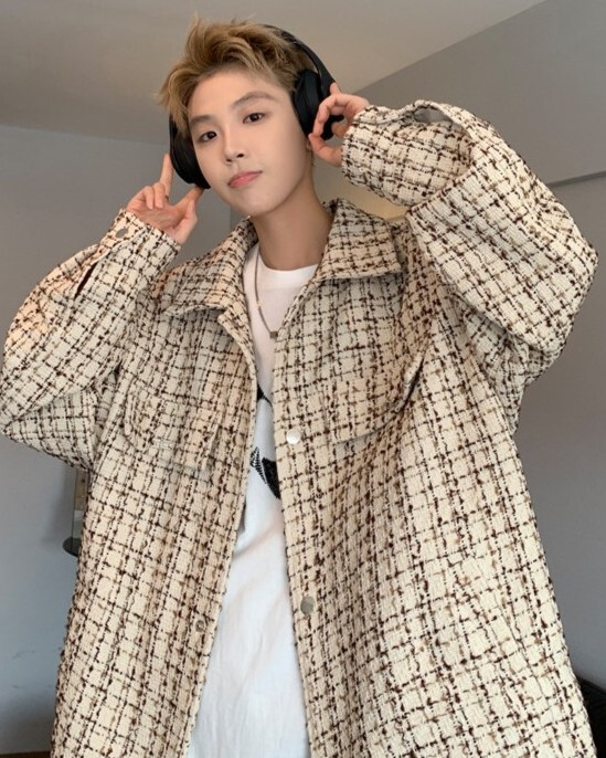 美式小香風重磅千鳥紋襯衫外套 HJ24924