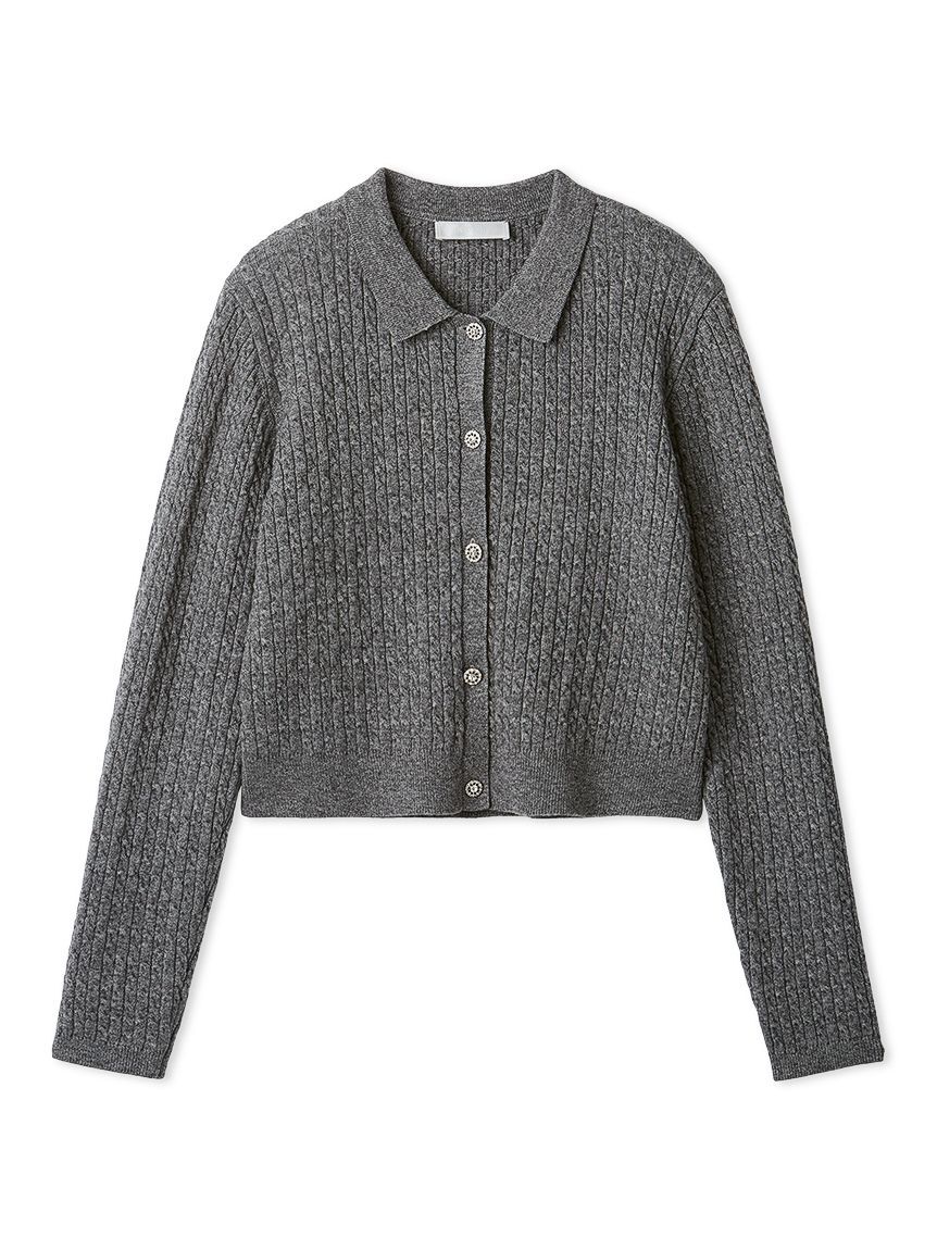 [現貨] 折扣CELFORD 寶石釦麻花編織開襟衫 灰