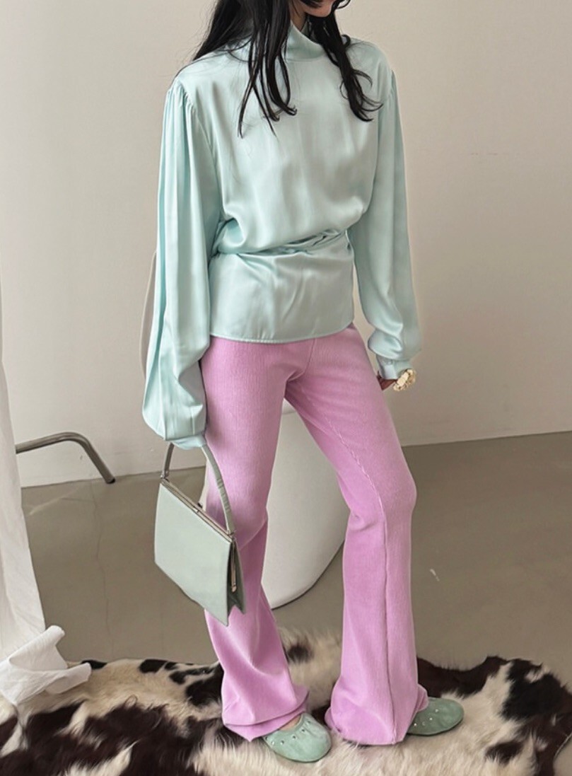 棉絨坑紋靴型褲