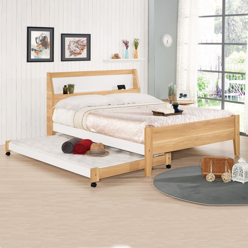 貝爾5尺雙人子母床架組合-5尺床架+3.5尺子床(不含床墊)