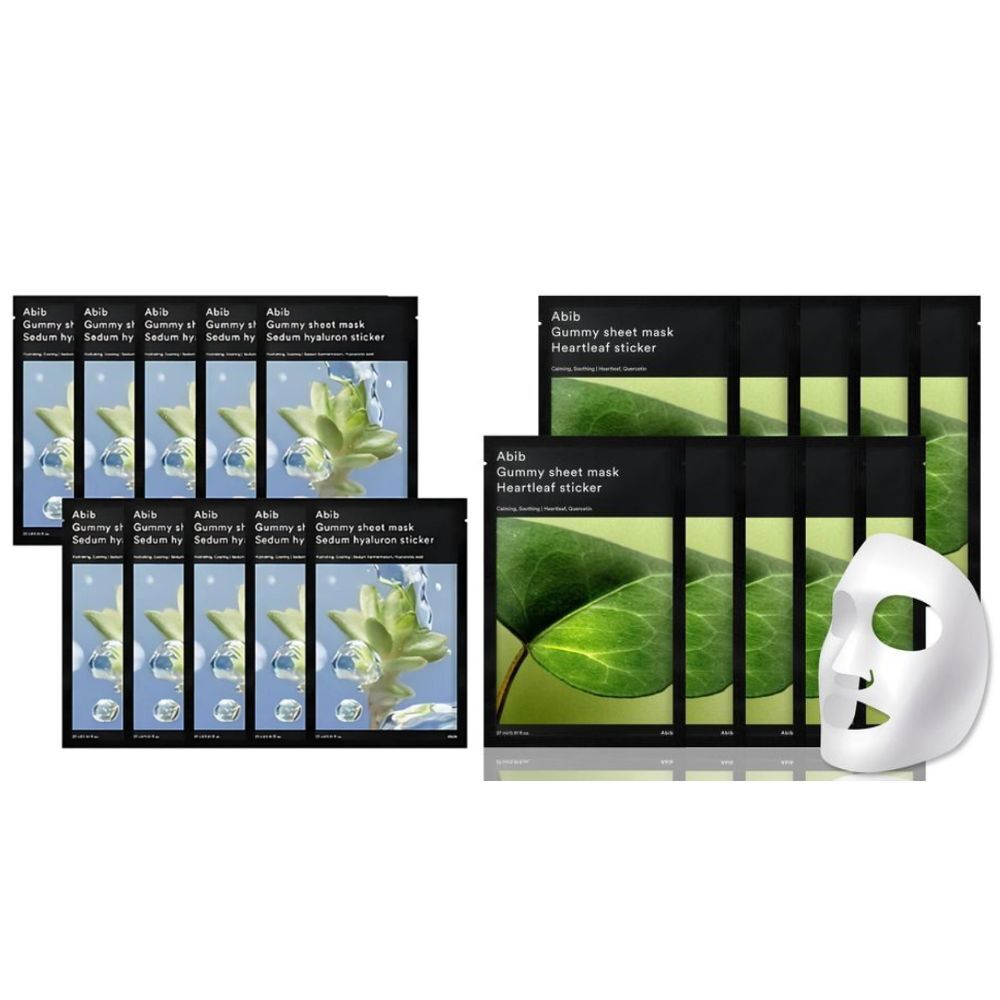 Abib 水分草透明質酸x魚腥草各一盒 口香糖面膜 10片/盒 [平行進口]