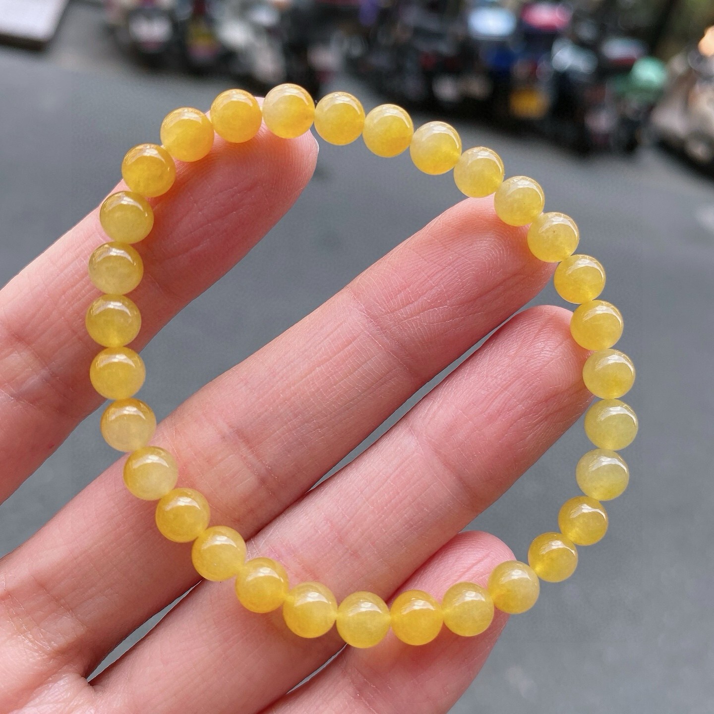122424 翡翠雞油黃翡手串 (5.2-5.7mm直徑)