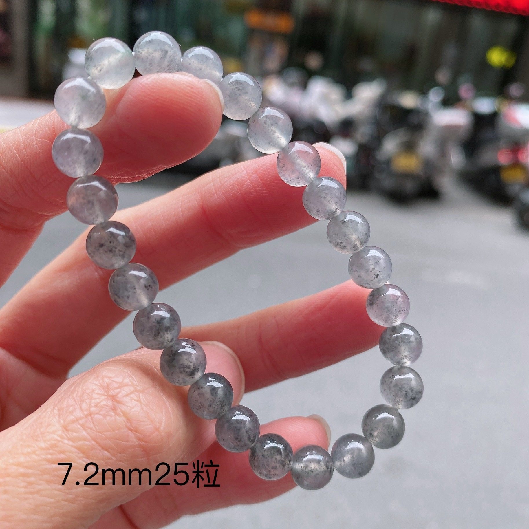 翡翠冰烏雞手串 (7.2mm直徑),天然翡翠A玉, 緬甸玉, Jade, Jadeite