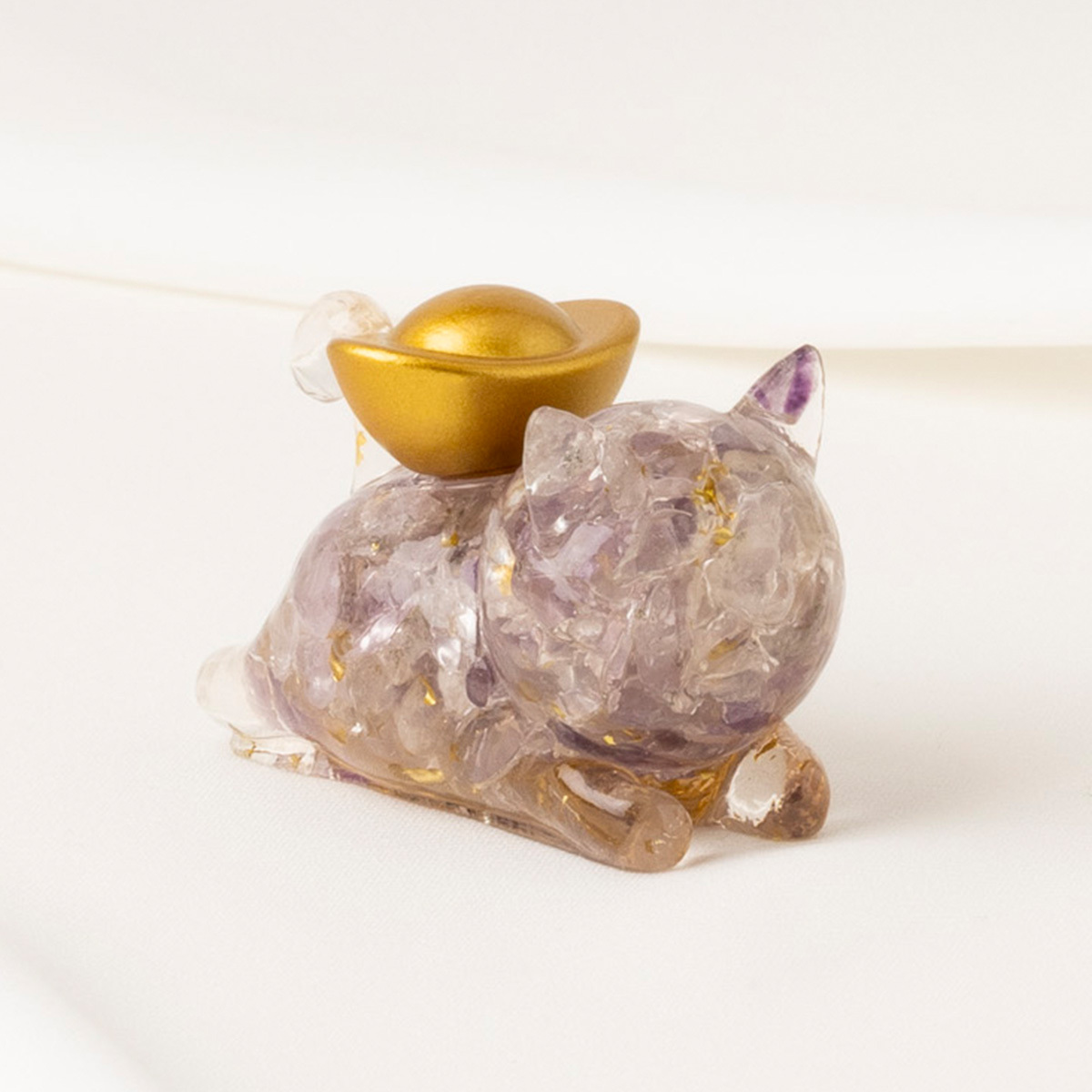 開運招財貓| 黃水晶紫水晶| 動物水晶擺件- SPANCONNY 飾品控