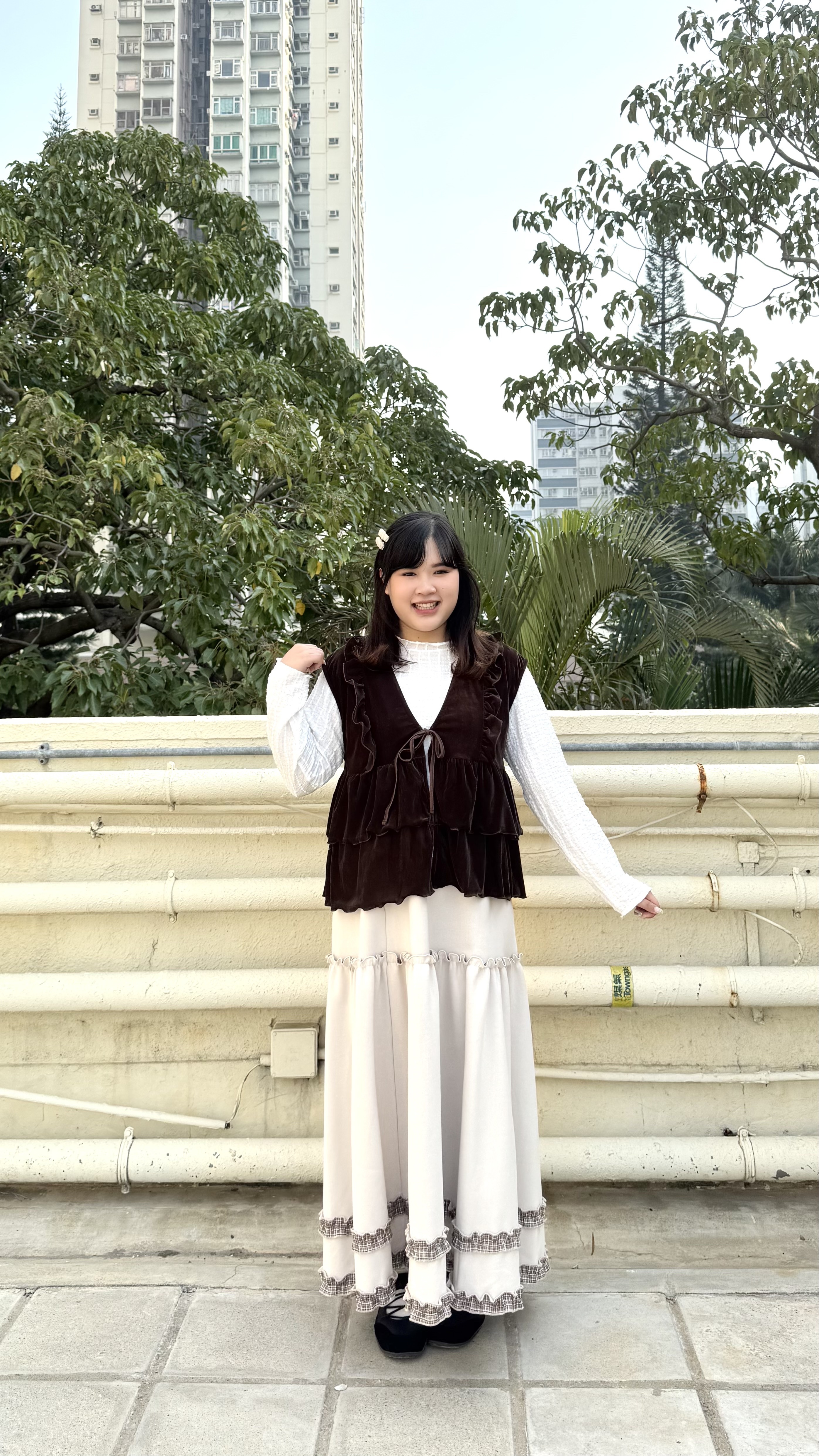 絨面荷葉邊綁帶外搭