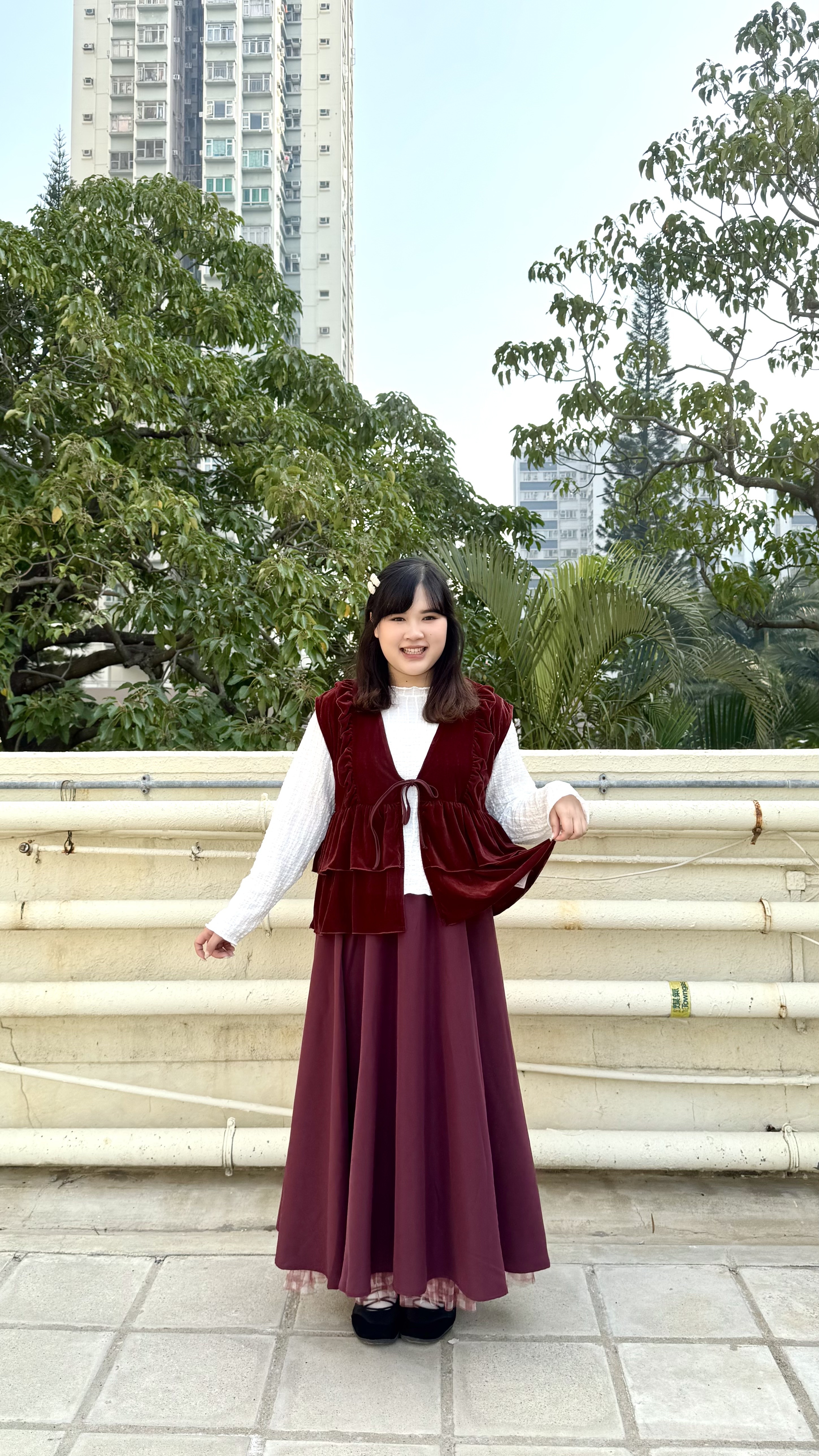 絨面荷葉邊綁帶外搭