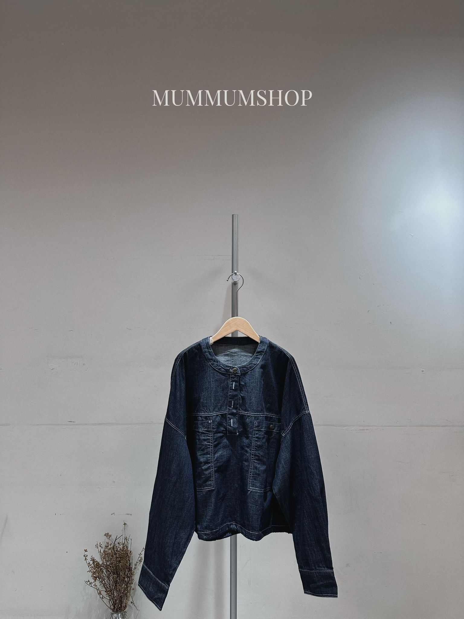 0213146a/牛仔鈕扣領上衣  58/58/23