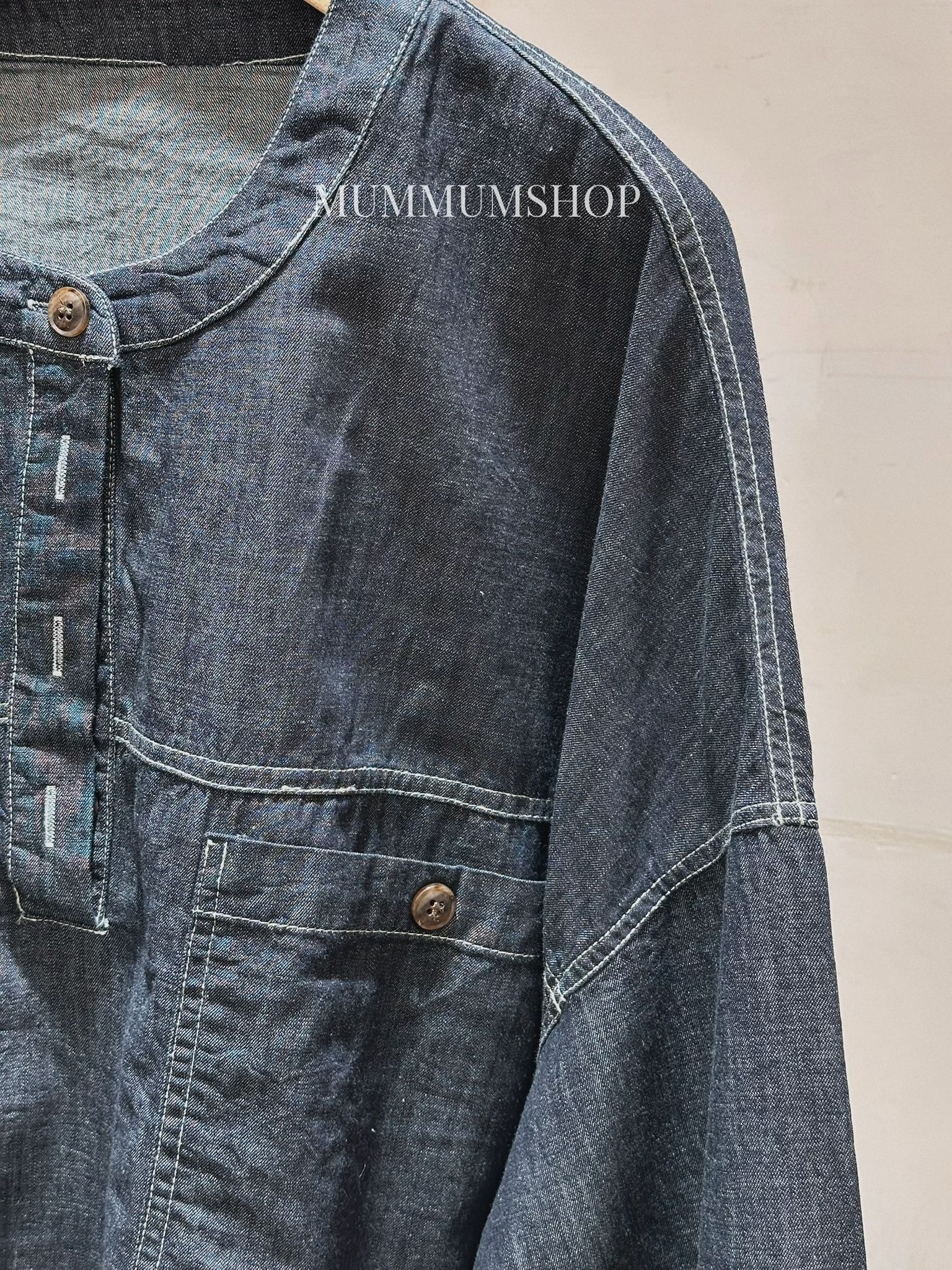 0213146a/牛仔鈕扣領上衣  58/58/23